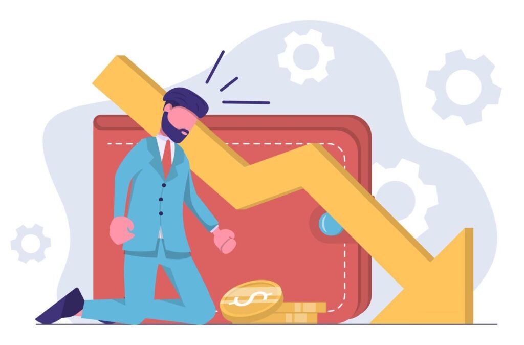 17151446 crise financeira empresario sofre perdas vetor