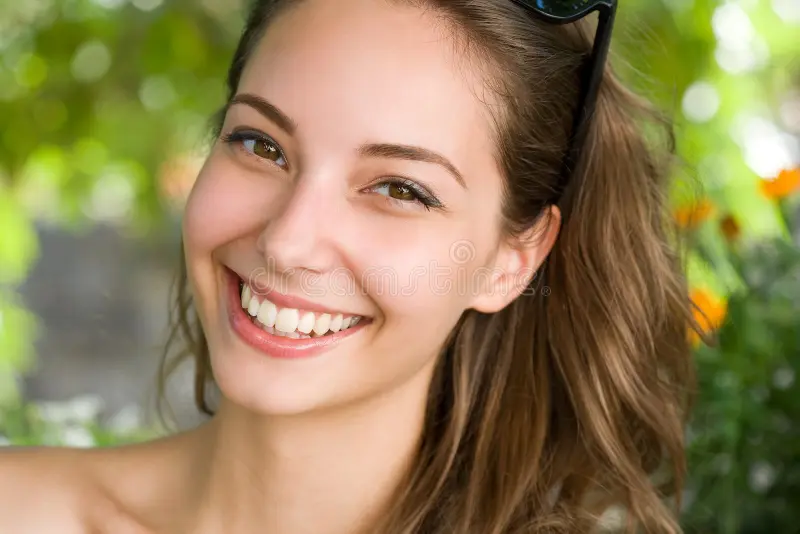 happy young brunette woman amazing smile 26038696